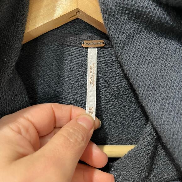 Free People Gray Trapeze Tiered Full Zip Hoodie Sweatshirt XS - Picture 4 of 7